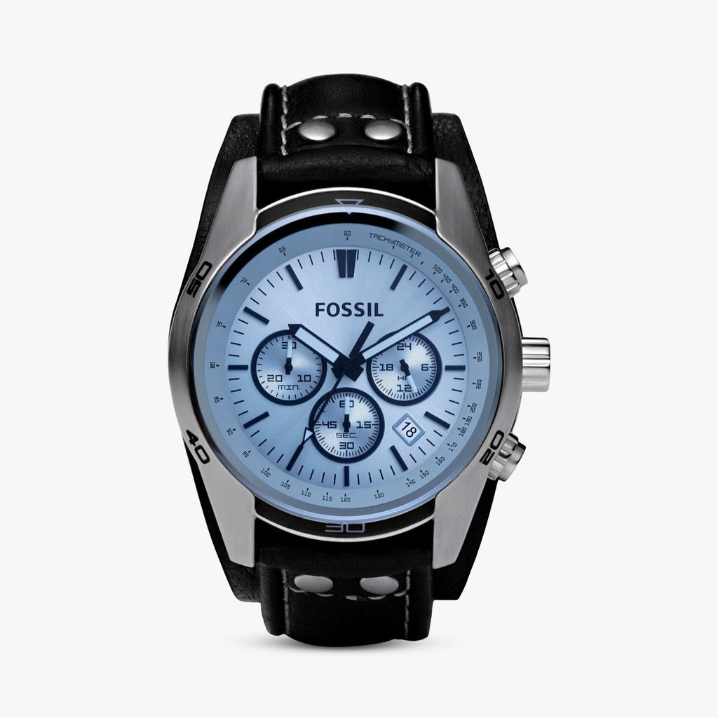 Fossil Coachman Chronograph Blue Dial Black Leather Strap Watch for Men - CH2564 Buy Now By Fossil