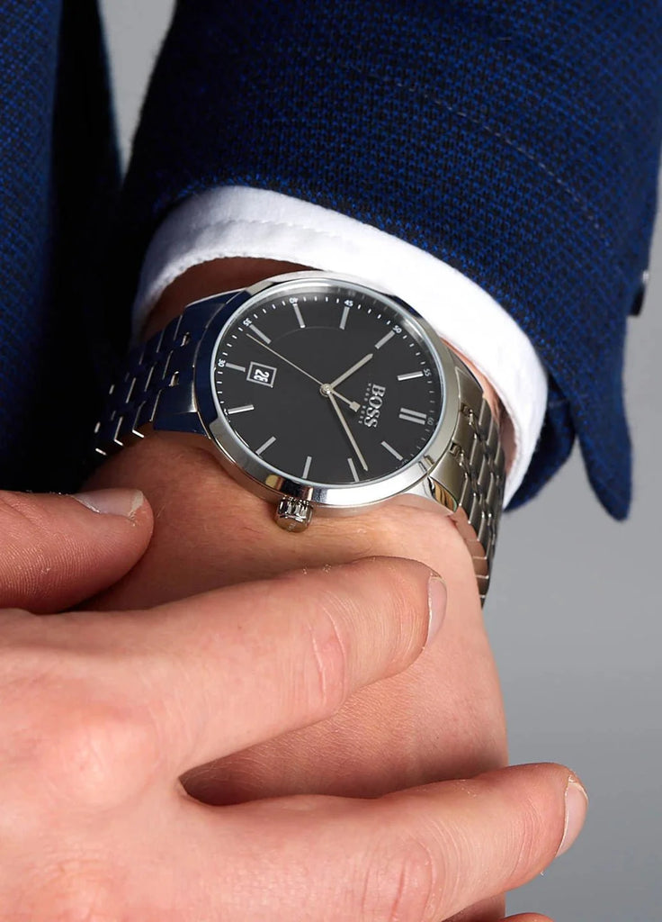 Hugo Boss Officer Black Dial Silver Steel Strap Watch for Men - 1513614 Buy Now By Hugo Boss