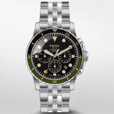 Fossil FB-01 Chronograph Black Dial Silver Steel Strap Watch for Men - FS5864 Buy Now By Fossil