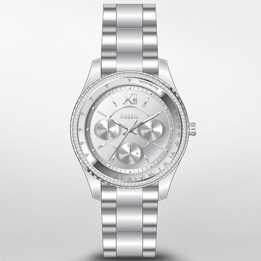 Fossil Stella Sport Multifunction Silver Dial Silver Steel Strap Watch for Women - ES5108 Buy Now By Fossil