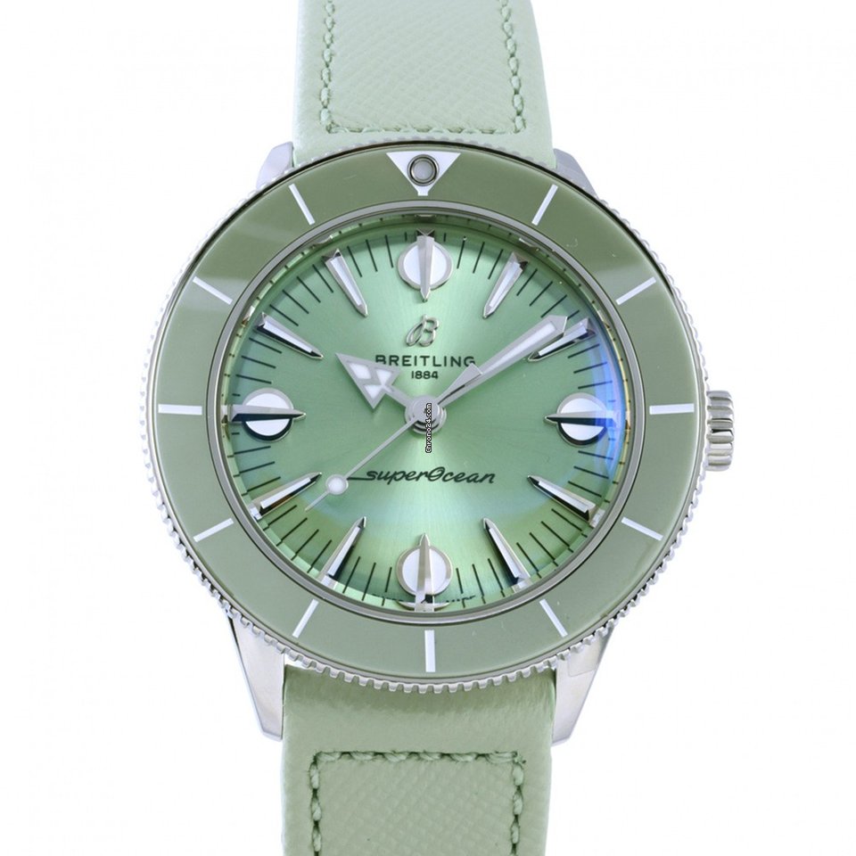 Breitling Superocean Heritage '57 Pastel Paradise Green Dial Green Leather Strap Watch for Women - A10340361L1X1 Buy Now By Breitling