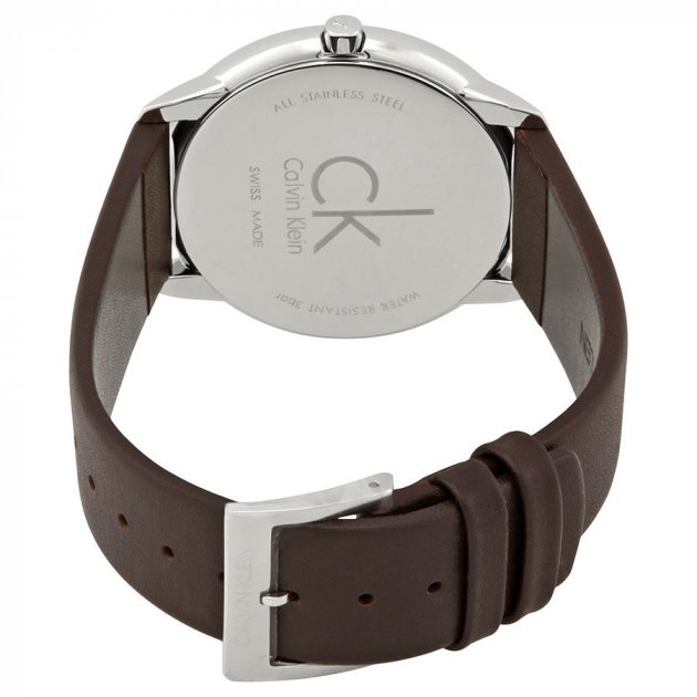 Calvin Klein Minimal Silver Dial Brown Leather Strap Watch for Men - K3M211G6 Buy Now By Calvin Klein