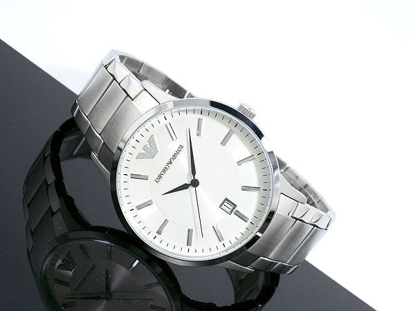 Emporio Armani Classic Quartz White Dial Silver Steel Strap Watch For Men - AR2431 Buy Now By Emporio Armani