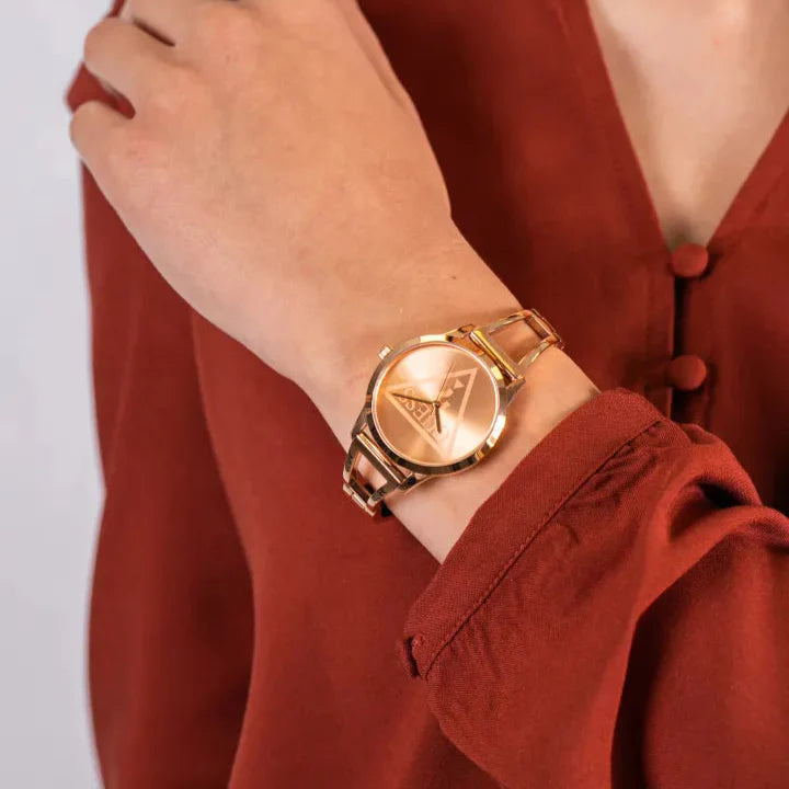 Guess Lola Quartz Gold Dial Gold Steel Strap Watch For Women - W1145L3 Buy Now By Guess