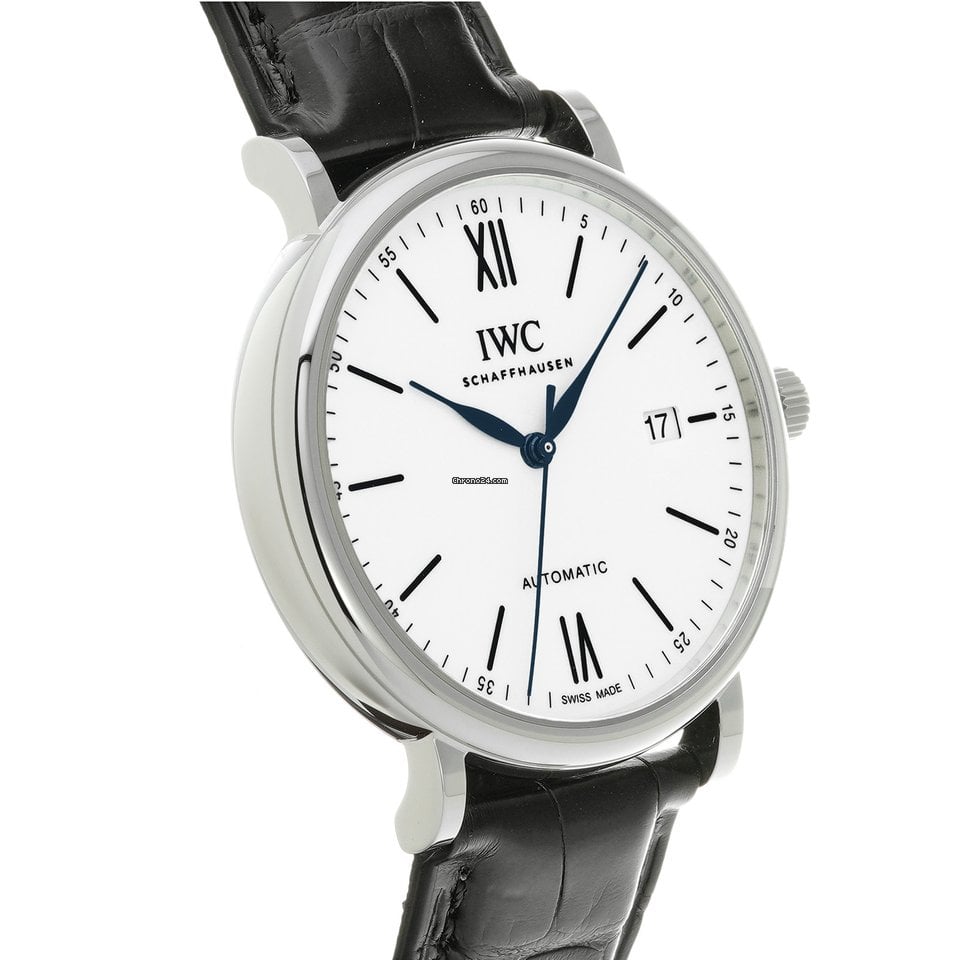 IWC Portofino Automatic '150 Years' Edition Automatic White Dial Black Leather Strap Watch for Men - IW356519 Buy Now By IWC
