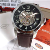 Fossil Grant Automatic Skeleton Black Dial Brown Leather Strap Watch for Men - ME3100 Buy Now By Fossil
