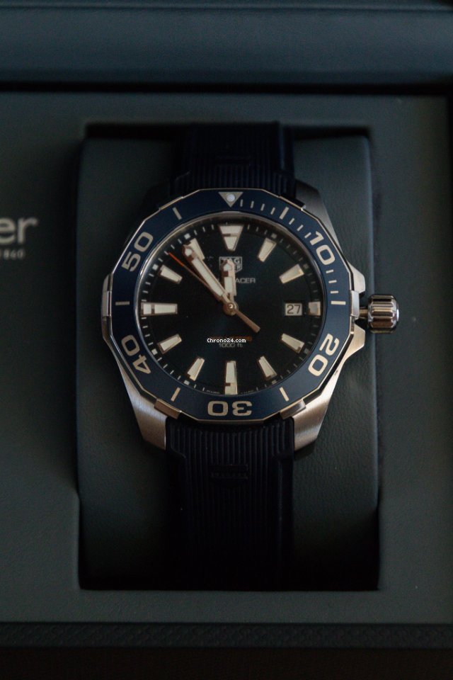 Tag Heuer Aquaracer Blue Dial Blue Rubber Strap Watch for Men - WAY111C.FT6155 Buy Now By Tag Heuer
