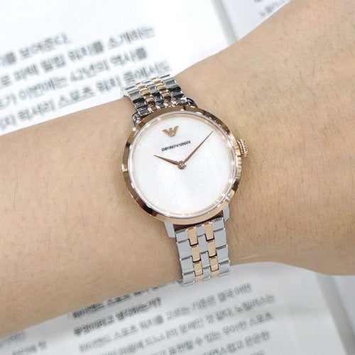 Emporio Armani Modern Slim Analog Mother of Pearl Dial Two Tone Steel Strap Watch For Women - AR11157 Buy Now By Emporio Armani
