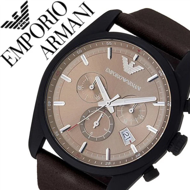 Emporio Armani Sportivo Chronograph Beige Dial Brown Leather Strap Watch For Men - AR6078 Buy Now By Emporio Armani