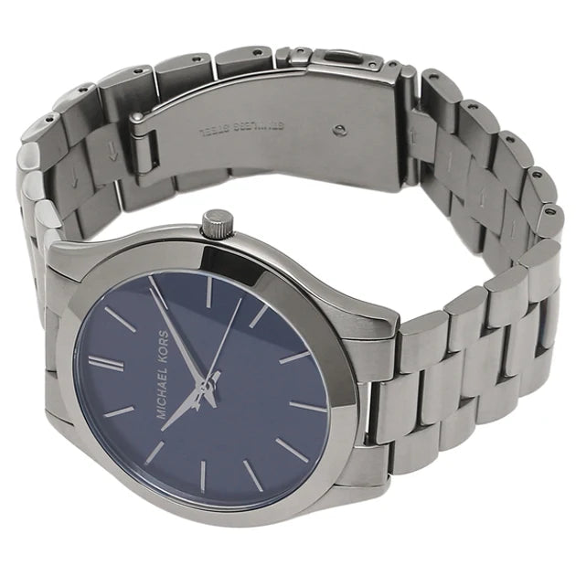 Michael Kors Slim Runway Blue Dial Grey Steel Strap Watch For Men - MK8584 Buy Now By Michael Kors