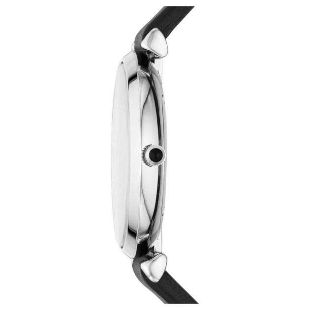 Emporio Armani Gianni T Bar Mother of Pearl Dial Black Leather Strap Watch For Women - AR90002 Buy Now By Emporio Armani