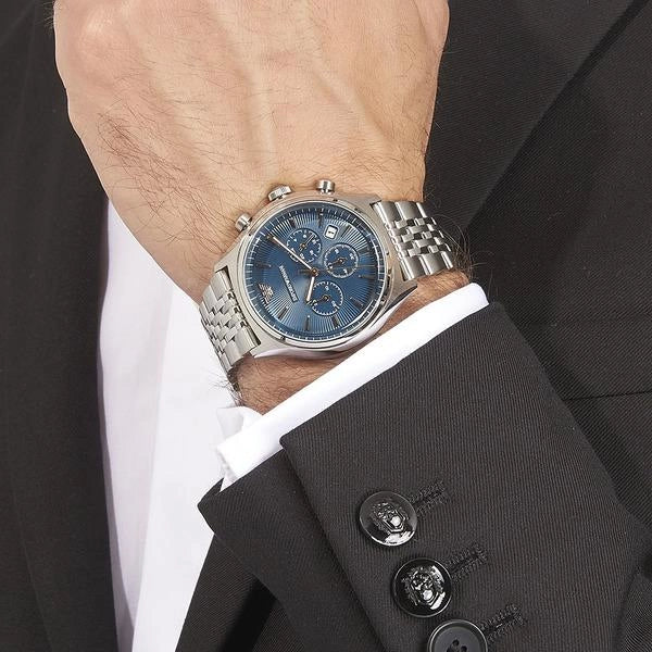 Emporio Armani Luigi Chronograph Quartz Blue Dial Silver Steel Strap Watch For Men - AR1974 Buy Now By Emporio Armani