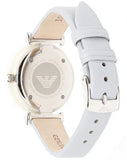 Emporio Armani Gianni T-Bar Mother Of Pearl White Dial Grey Leather Strap Watch For Women - AR11039 Buy Now By Emporio Armani