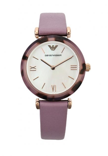 Emporio Armani Gianni Mother of Pearl Dial Purple Leather Strap Watch For Women - AR11003 Buy Now By Emporio Armani