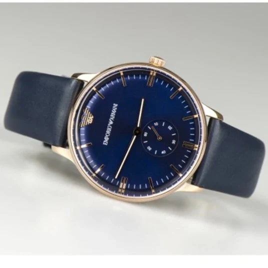 Emporio Armani Classic Quartz Blue Dial Blue Leather Strap Watch For Men - AR2071 Buy Now By Emporio Armani