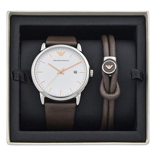 Emporio Armani Kappa Quartz White Dial Brown Leather Strap Watch For Men - AR80006 Buy Now By Emporio Armani