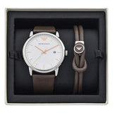 Emporio Armani Kappa Quartz White Dial Brown Leather Strap Watch For Men - AR80006 Buy Now By Emporio Armani