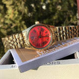 Michael Kors Lexington Quartz Orange Dial Gold Steel Strap Watch For Women - MK3284 Buy Now By Michael Kors