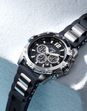 Guess Intrepid Chronograph Black Dial Two Tone Steel Strap Watch for Men - W0167G1 Buy Now By Guess