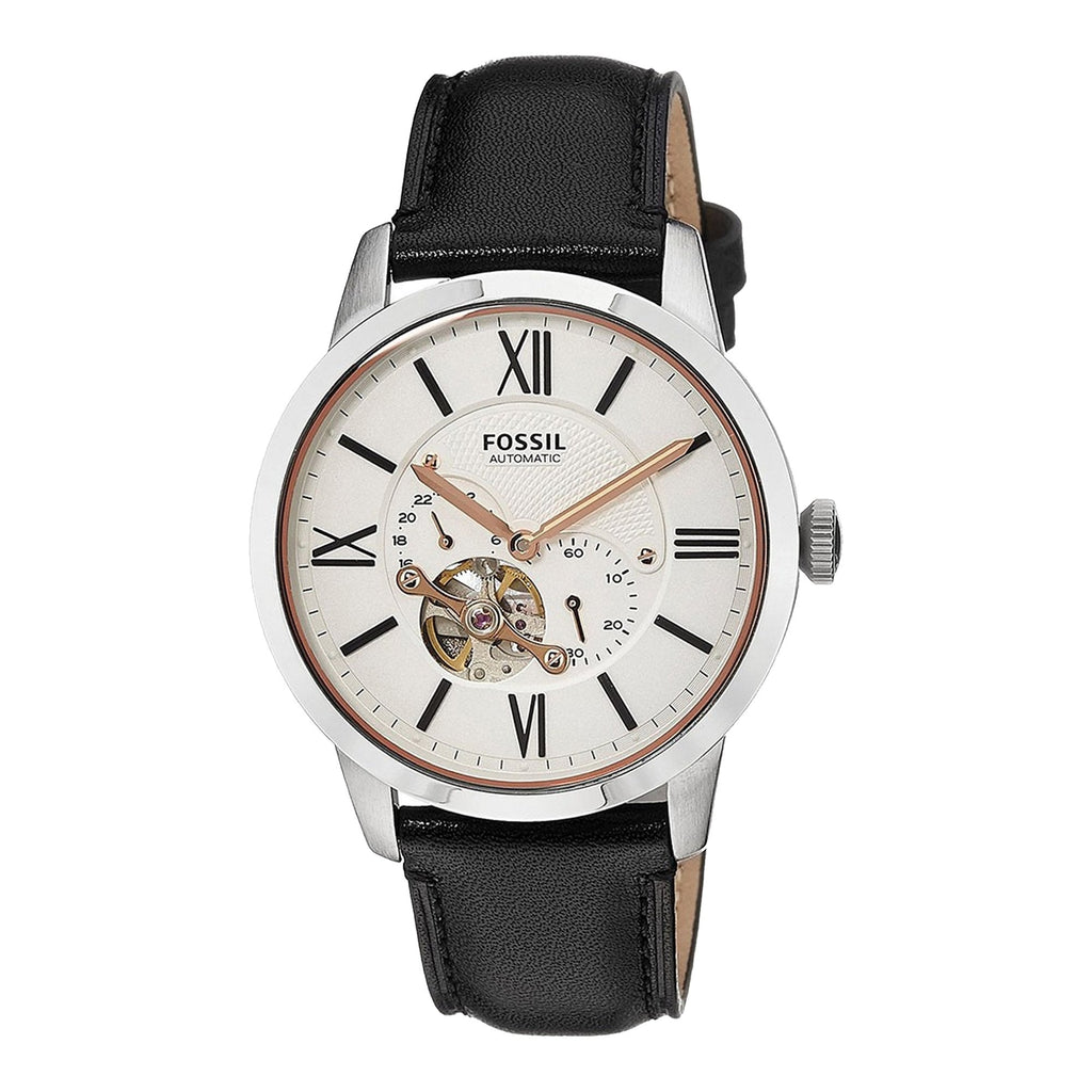 Fossil Townsman Automatic White Dial Black Leather Strap Watch for Men - ME3104 Buy Now By Fossil