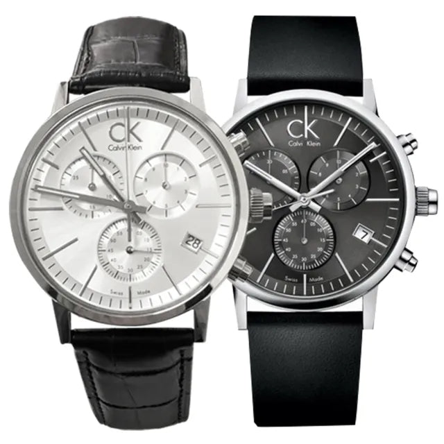 Calvin Klein Post Minimal Chronograph Black Dial Black Leather Strap Watch for Men - K7627107 Buy Now By Calvin Klein