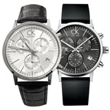 Calvin Klein Post Minimal Chronograph Black Dial Black Leather Strap Watch for Men - K7627107 Buy Now By Calvin Klein