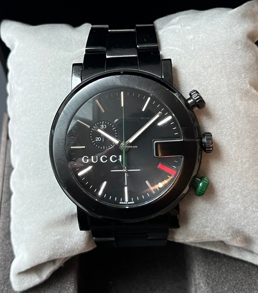 Gucci G Chrono Black Dial Black Steel Strap Watch For Men - YA101331 Buy Now By Gucci