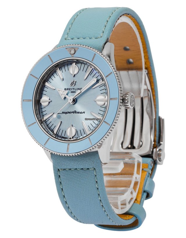 Breitling Superocean Heritage '57 Pastel Paradise Blue Dial Blue Leather Strap Watch for Women - A10340161C1X1 Buy Now By Breitling