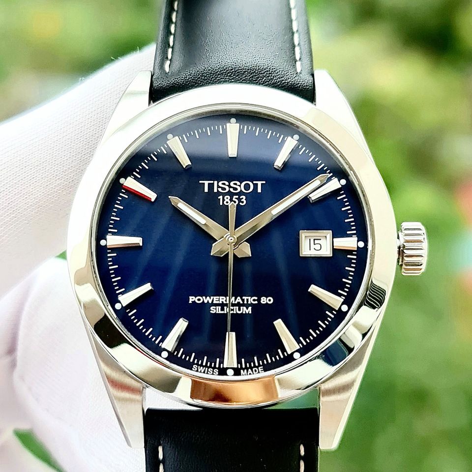 Tissot Gentleman Powermatic 80 Silicium Blue Dial Black Leather Strap Watch For Men - T127.407.16.041.01 Buy Now By Tissot