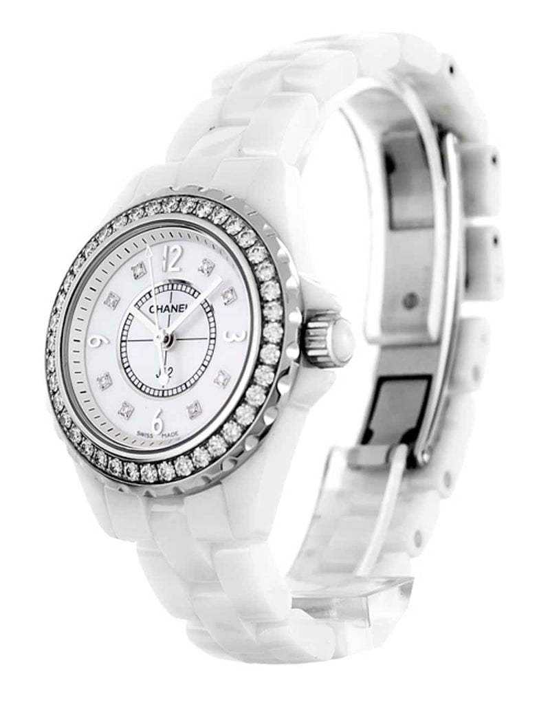 Chanel J12 Diamonds Quartz White Dial White Steel Strap Watch for Women - J12 H2572 Buy Now By Chanel