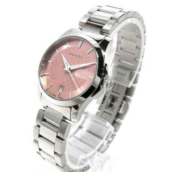 Gucci G Timeless Pink Dial Silver Steel Strap Watch For Women - YA126524 Buy Now By Gucci