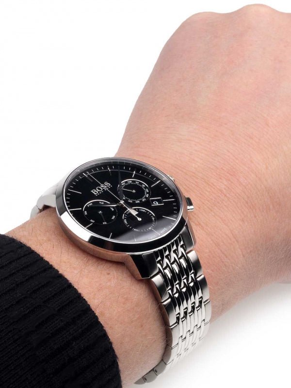 Hugo Boss Associate Black Dial Silver Steel Strap Watch for Men - 1513267 Buy Now By Hugo Boss