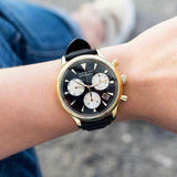 Movado Heritage Chronograph Calendoplan Blue Dial Black Leather Strap Watch for Men - 3650006 Buy Now By Movado