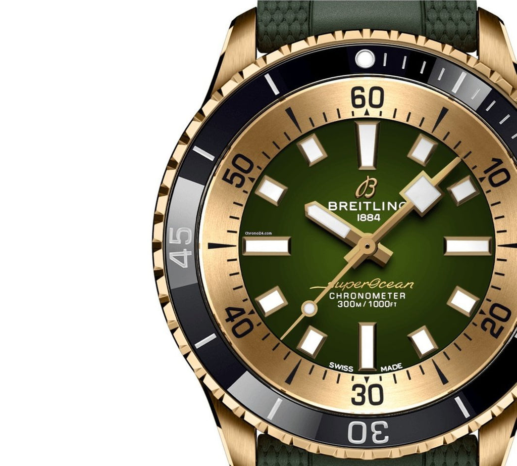 Breitling Superocean Automatic 42 Green Dial Green Rubber Strap Watch for Men - N17375201L1S1 Buy Now By Breitling