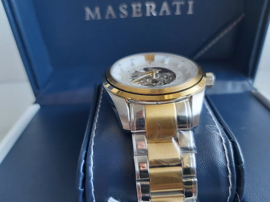 Maserati Traguardo Automatic White Skeleton Dial Two Tone Steel Strap Watch For Men - R8823112003 Buy Now By Maserati