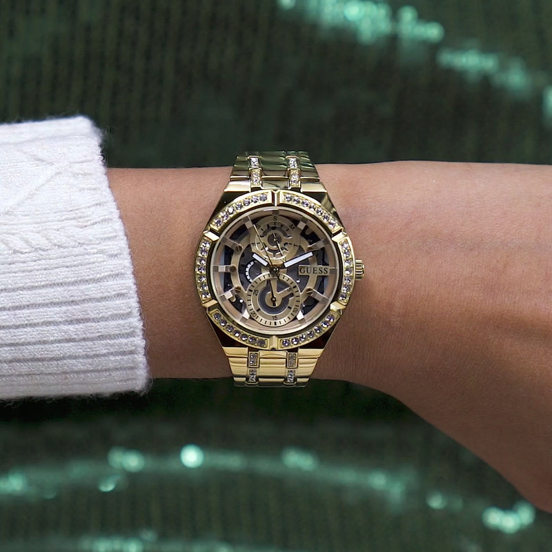 Guess Allara Quartz Gold Dial Gold Steel Strap Watch For Women - GW0604L2 Buy Now By Guess