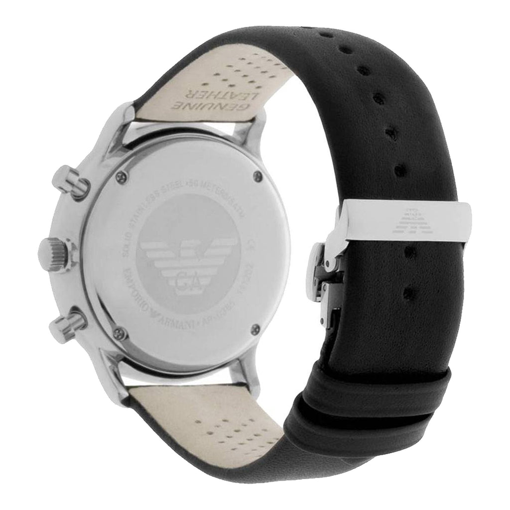 Emporio Armani Gianni White Dial Black Leather Strap Watch For Men - AR0385 Buy Now By Emporio Armani