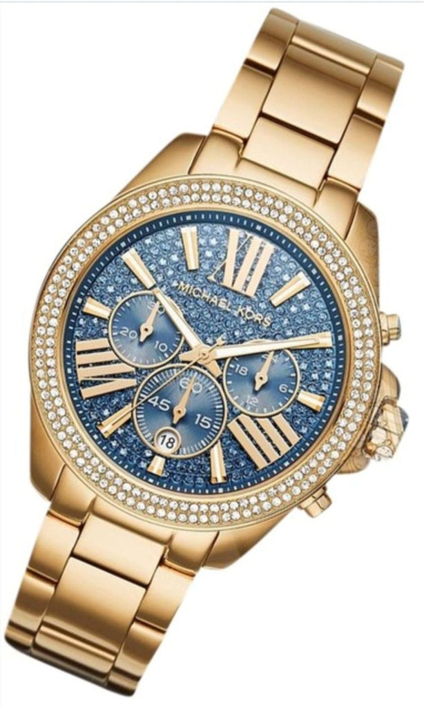 Michael Kors Wren Diamonds Blue Dial Gold Steel Strap Watch for Women - MK6291 Buy Now By Michael Kors