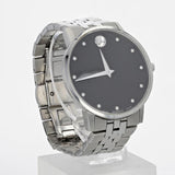 Movado Museum Classic Diamonds Black Dial Silver Steel Strap Watch for Men - 0607201 Buy Now By Movado