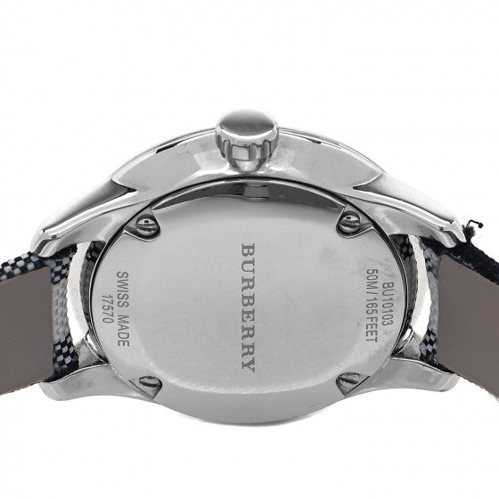 Burberry Classic Stone Silver Dial Horseberry Black Leather Strap Watch for Women - BU10103 Buy Now By Burberry