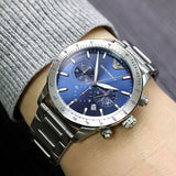 Emporio Armani Mario Chronograph Blue Dial Silver Steel Strap Watch For Men - AR11306 Buy Now By Emporio Armani