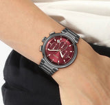 Hugo Boss One Chronograph Red Dial Grey Steel Strap Watch For Men - 1514000 Buy Now By Hugo Boss