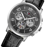 Tommy Hilfiger Keagan Quartz Grey Dial Black Leather Strap Watch for Men - 1791289 Buy Now By Tommy Hilfiger