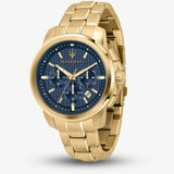 Maserati Successo Chronograph Blue Dial Gold Steel Strap Watch For Men - R8873621021 Buy Now By Maserati