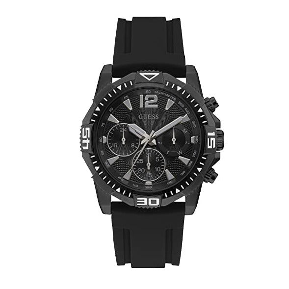 Guess Commander Black Dial Black Rubber Strap Watch for Men - GW0211G3 Buy Now By Guess
