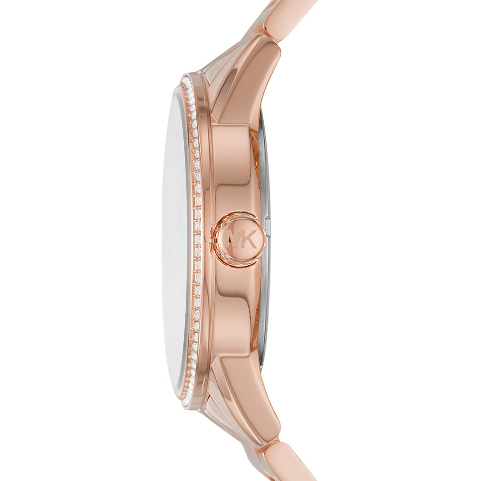 Michael Kors Ritz Analog Crystals Silver Dial Rose Gold Steel Strap Watch for Women - MK6863 Buy Now By Michael Kors