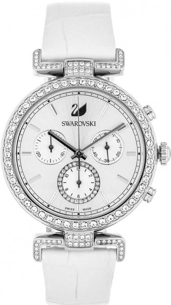 Swarovski Era Journey Silver Dial White Leather Strap Watch for Women - 5295346 Buy Now By Swarovski