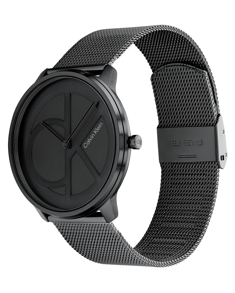 Calvin Klein Minimal Black Dial Black Mesh Bracelet Watch for Men - K3M214X1 Buy Now By Calvin Klein