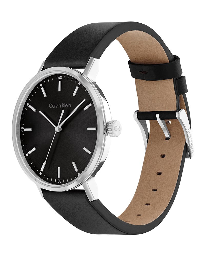 Calvin Klein High Noon Quartz Black Dial Black Leather Strap Watch for Men - K8M211C1 Buy Now By Calvin Klein
