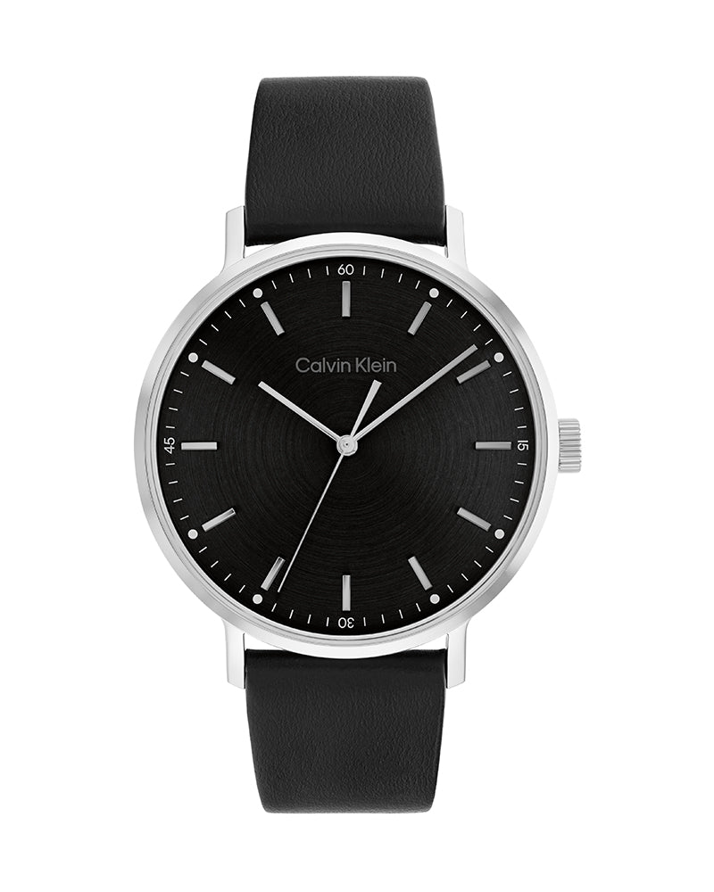 Calvin Klein High Noon Quartz Black Dial Black Leather Strap Watch for Men - K8M211C1 Buy Now By Calvin Klein
